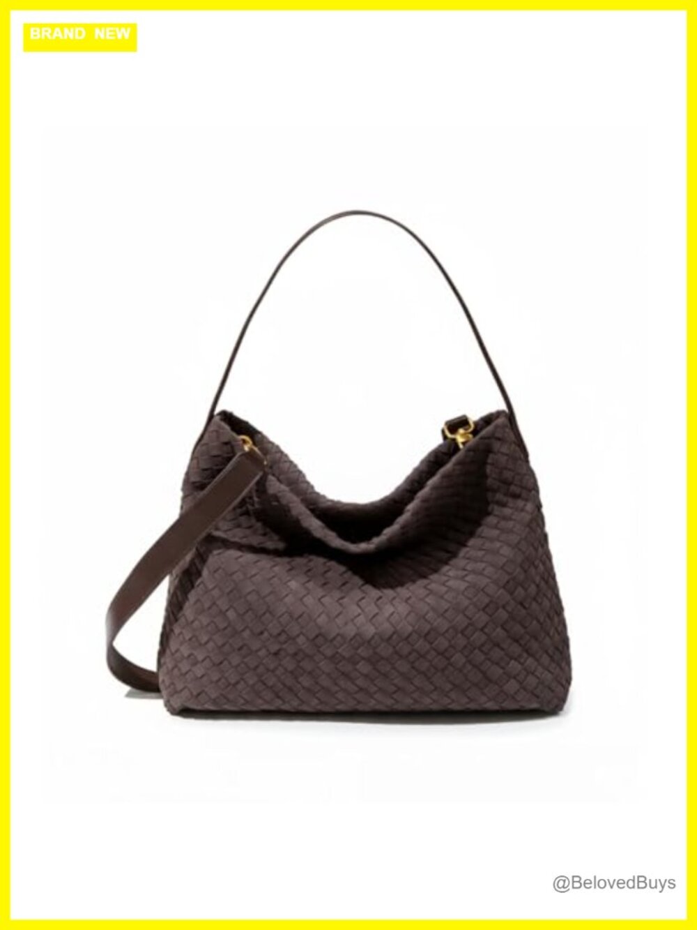 Faux Suede Woven Tote Bag Large Hobo Shoulder Purse